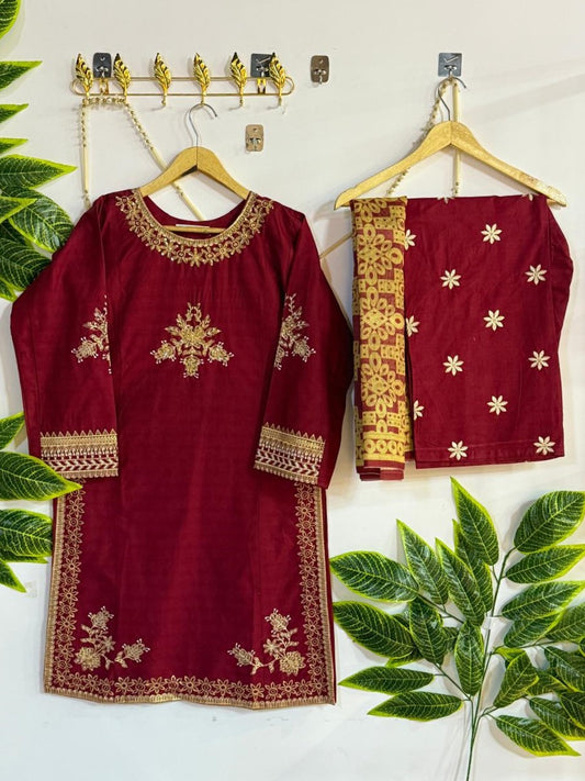 Embroidered 3-Piece Stitched Suit - V4-12 - Pret Ready-to-Wear