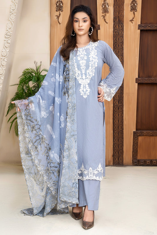 3 Piece - Dyed Embroidered Lawn Suit - V2-01