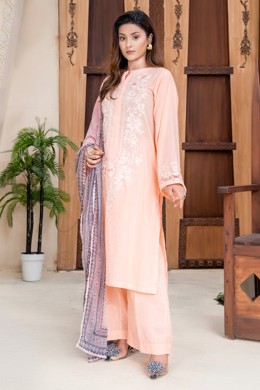 3 Piece - Dyed Embroidered Lawn Suit - V2-03
