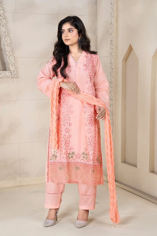 3 Piece - Chikenkari Lawn Suit - V1 - 03