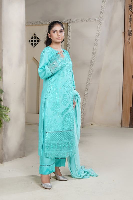 3 Piece - Chikenkari Lawn Suit - V1 - 01