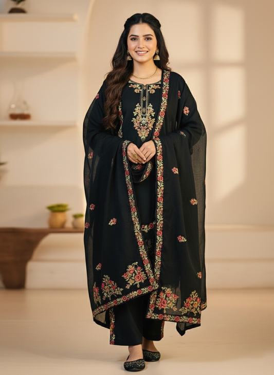 Embroidered 3-Piece Stitched Suit - V4-23 - Pret Ready-to-Wear