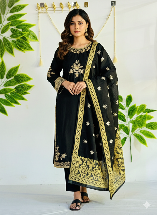 Embroidered 3-Piece Stitched Suit - V4-07 - Pret Ready-to-Wear