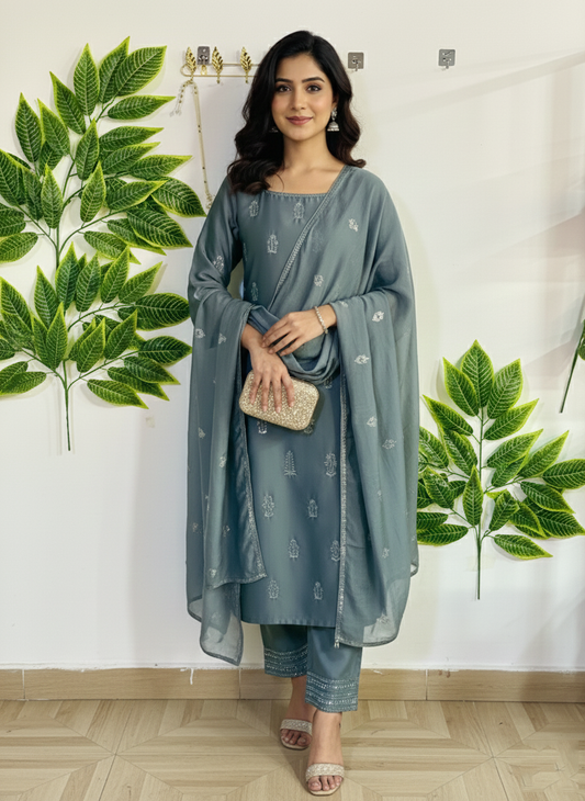 Embroidered 3-Piece Stitched Suit - V4-35 - Pret Ready-to-Wear