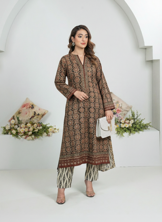 Printed 2-Piece Stitched Suit - V5-03 - Pret Ready-to-Wear