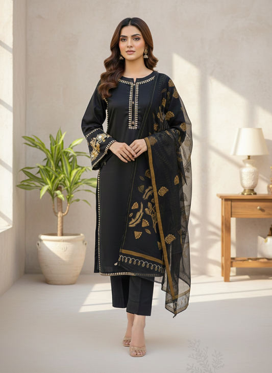 Embroidered 3-Piece Stitched Suit - V4-32 - Pret Ready-to-Wear