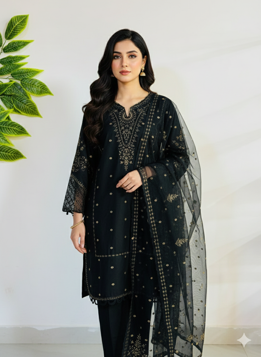 Embroidered 3-Piece Stitched Suit - V4-04 - Pret Ready-to-Wear
