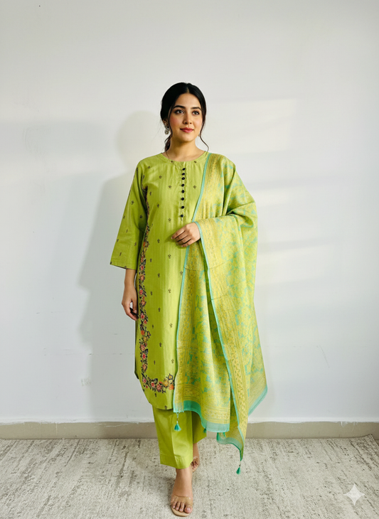 Embroidered 3-Piece Stitched Suit - V4-01 - Pret Ready-to-Wear
