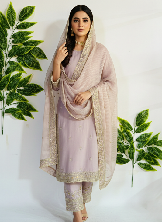 Embroidered 3-Piece Stitched Suit - V4-30 - Pret Ready-to-Wear