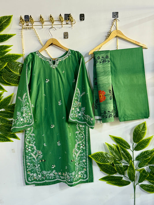 Embroidered 3-Piece Stitched Suit - V4-19 - Pret Ready-to-Wear