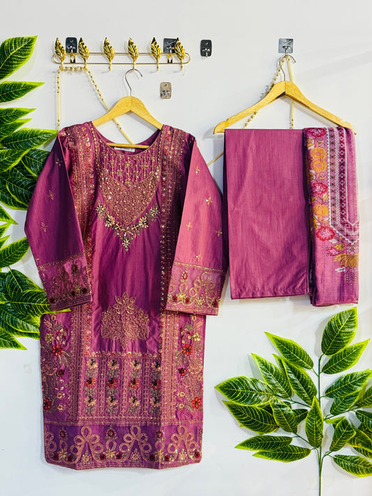 Embroidered 3-Piece Stitched Suit - V4-21 - Pret Ready-to-Wear