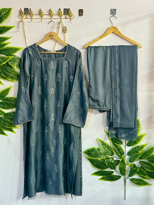 Embroidered 3-Piece Stitched Suit - V4-35 - Pret Ready-to-Wear