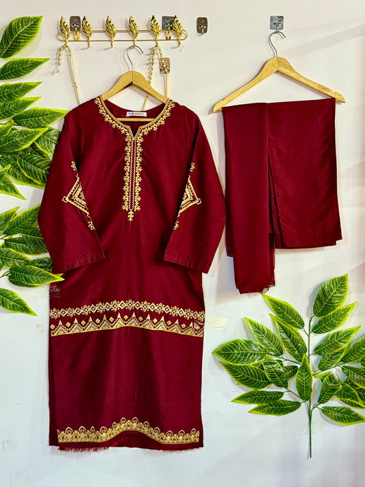 Embroidered 3-Piece Stitched Suit - V4-36 - Pret Ready-to-Wear