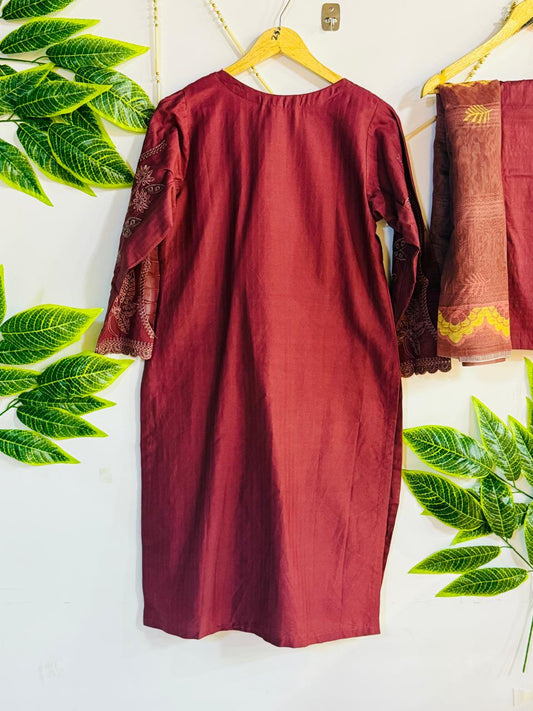 Embroidered 3-Piece Stitched Suit - V4-11 - Pret Ready-to-Wear