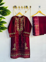 Embroidered 3-Piece Stitched Suit - V4-02 - Pret Ready-to-Wear