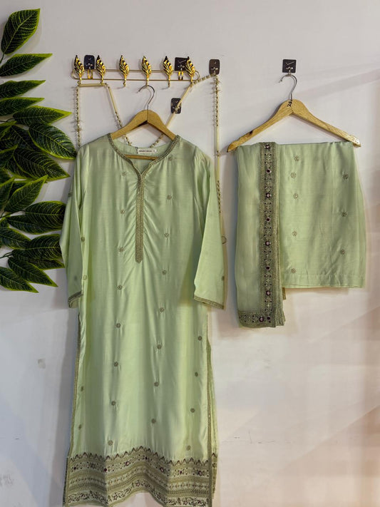 Embroidered 3-Piece Stitched Suit - V4-25 - Pret Ready-to-Wear