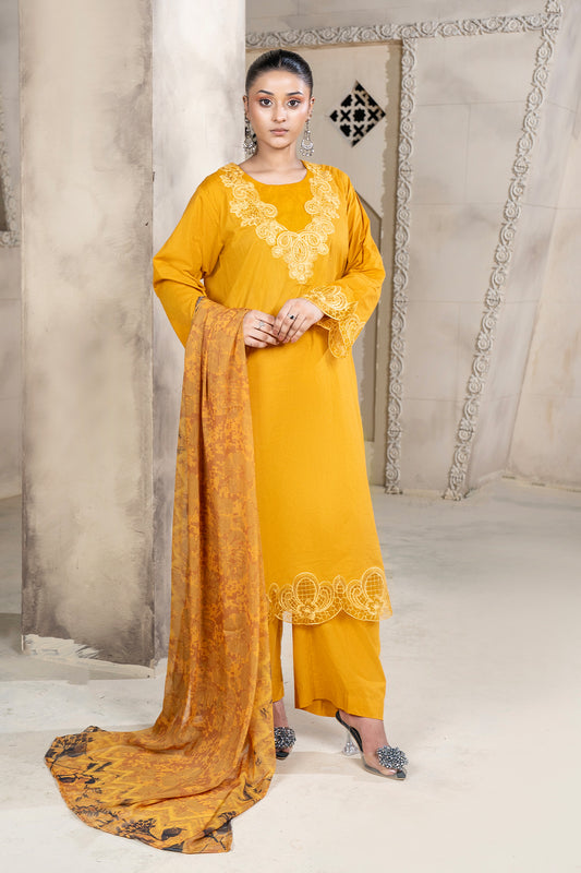 3 Piece - Dyed Embroidered Lawn Suit - V2-10