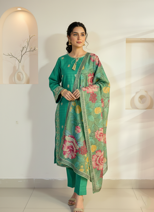 Embroidered 3-Piece Stitched Suit - V4-22 - Pret Ready-to-Wear