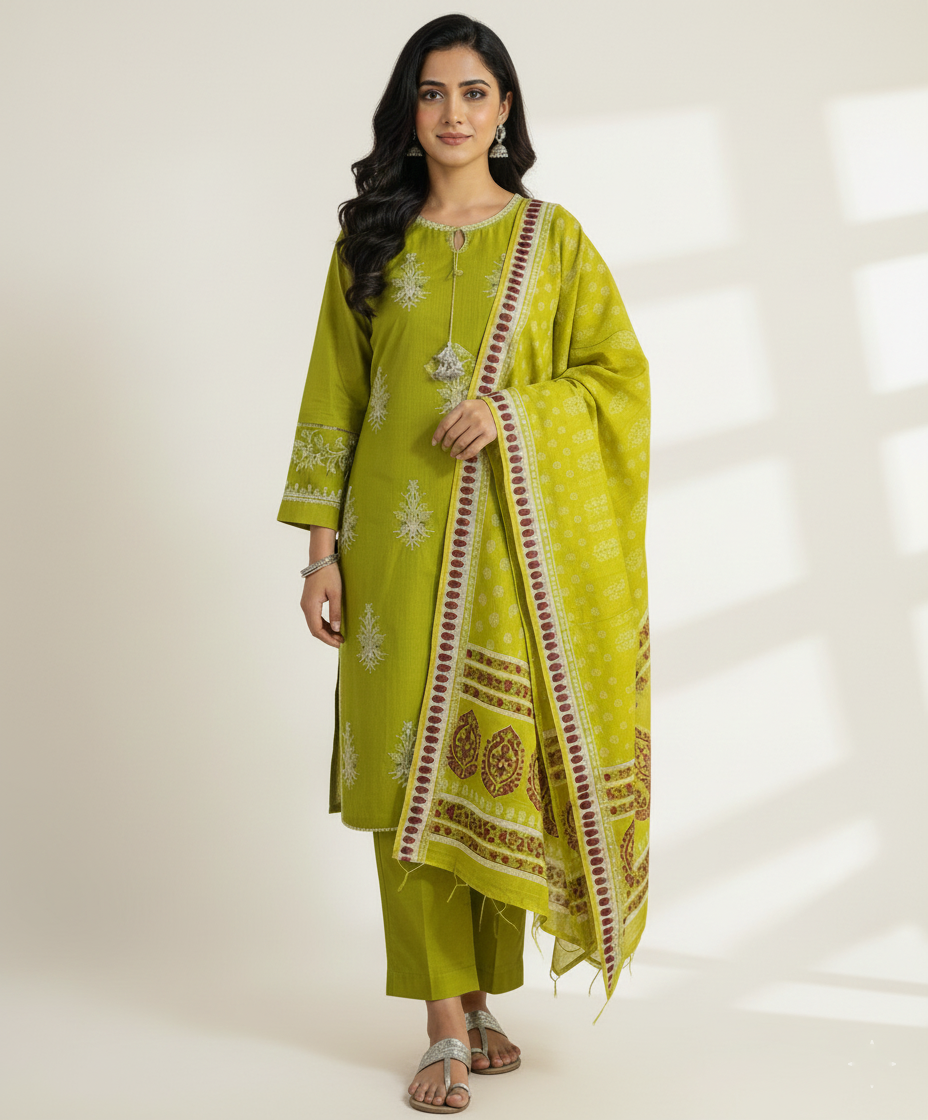 Embroidered 3-Piece Stitched Suit - V4-15 - Pret Ready-to-Wear