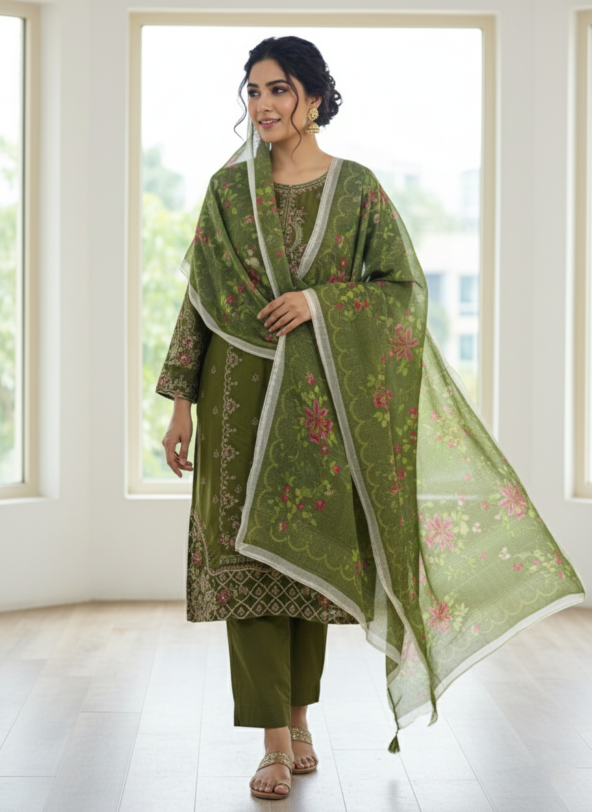 Embroidered 3-Piece Stitched Suit - V4-20 - Pret Ready-to-Wear