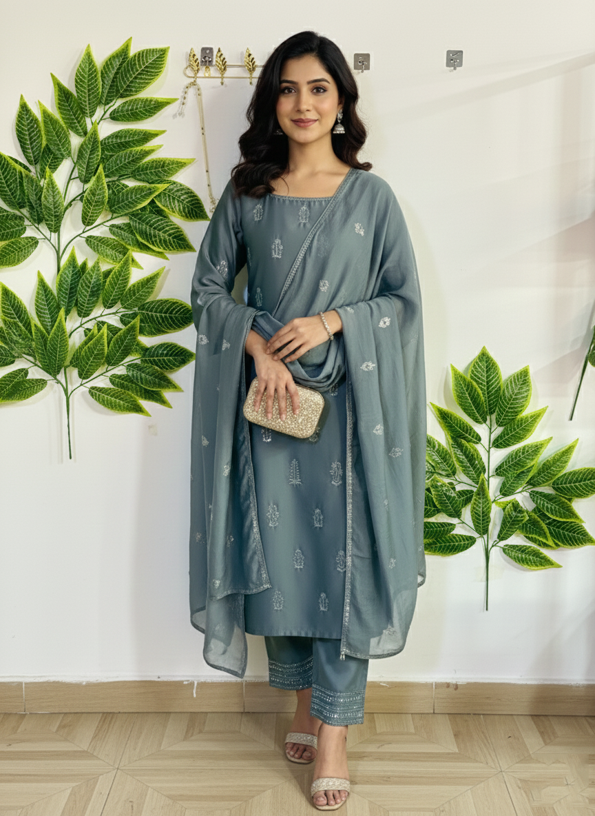 Embroidered 3-Piece Stitched Suit - V4-35 - Pret Ready-to-Wear