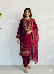Embroidered 3-Piece Stitched Suit - V4-02 - Pret Ready-to-Wear
