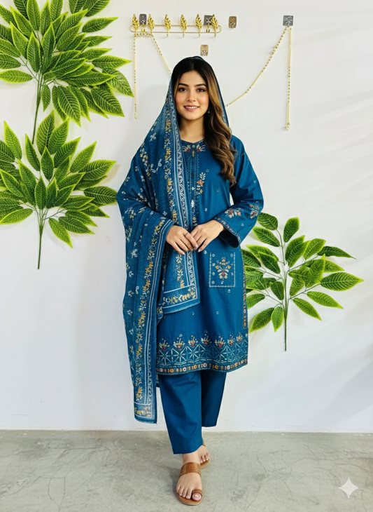 Embroidered 3-Piece Stitched Suit - V4-14 - Pret Ready-to-Wear