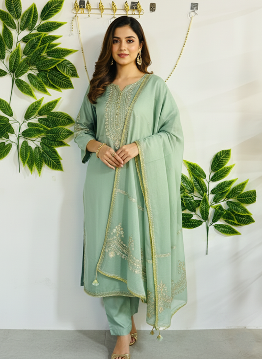 Embroidered 3-Piece Stitched Suit - V4-31 - Pret Ready-to-Wear