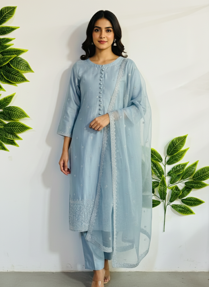 Embroidered 3-Piece Stitched Suit - V4-28 - Pret Ready-to-Wear