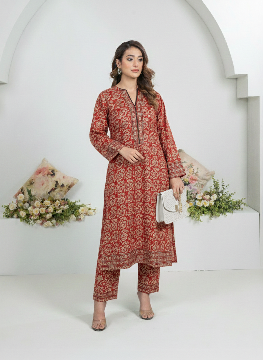 Printed 2-Piece Stitched Suit - V5-02 - Pret Ready-to-Wear