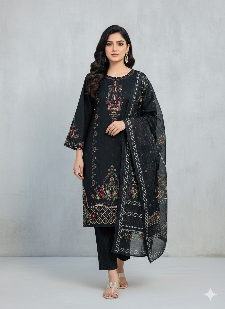 Embroidered 3-Piece Stitched Suit - V4-13 - Pret Ready-to-Wear
