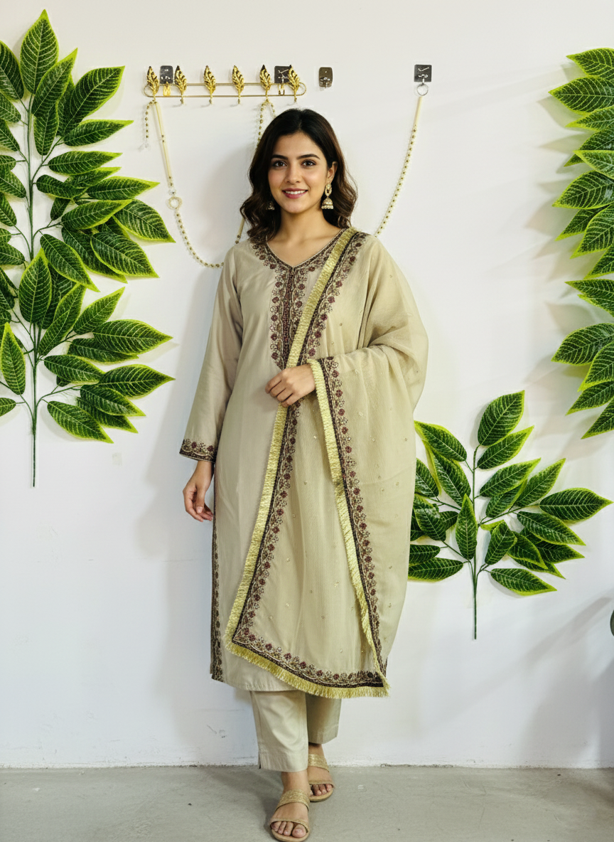 Embroidered 3-Piece Stitched Suit - V4-33 - Pret Ready-to-Wear