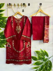 Embroidered 3-Piece Stitched Suit - V4-18 - Pret Ready-to-Wear