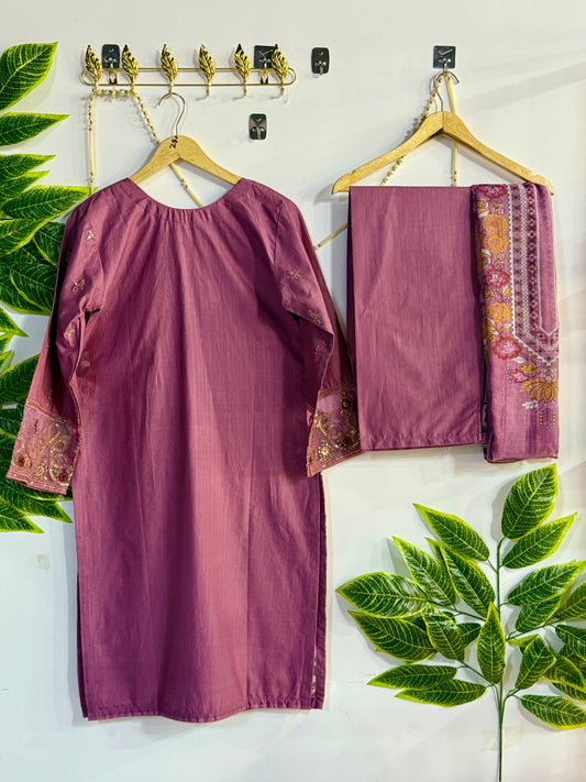 Embroidered 3-Piece Stitched Suit - V4-21 - Pret Ready-to-Wear