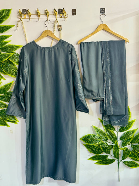 Embroidered 3-Piece Stitched Suit - V4-35 - Pret Ready-to-Wear