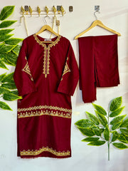 Embroidered 3-Piece Stitched Suit - V4-36 - Pret Ready-to-Wear